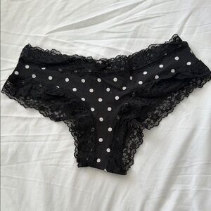 Victoria's Secret Black Lace Polka Dot Panties
